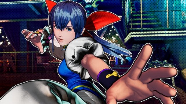 Personnage de jeu vidéo en position d'attaque dynamique.