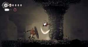 Lutte contre ennemi dans jeu vidéo sombre.