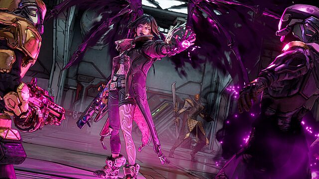 borderlands 4 trop cher ? le patron de gearbox s'excuse Personnage avec pouvoirs magiques violets affrontant des ennemis