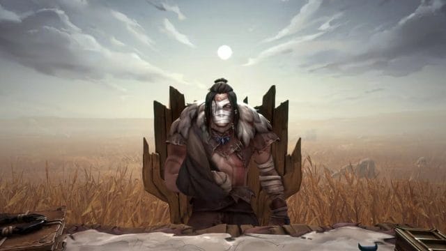 découvrez le roguelike balatro dans league of legends : un Guerrier animé assis dans un champ de blé