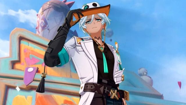 Personnage animé posant avec un chapeau.