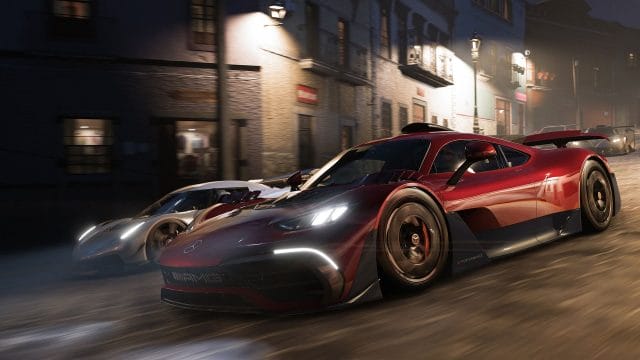 découvrez les 7 voitures les plus rapides de forza horizon Voitures de sport roulant en ville la nuit.