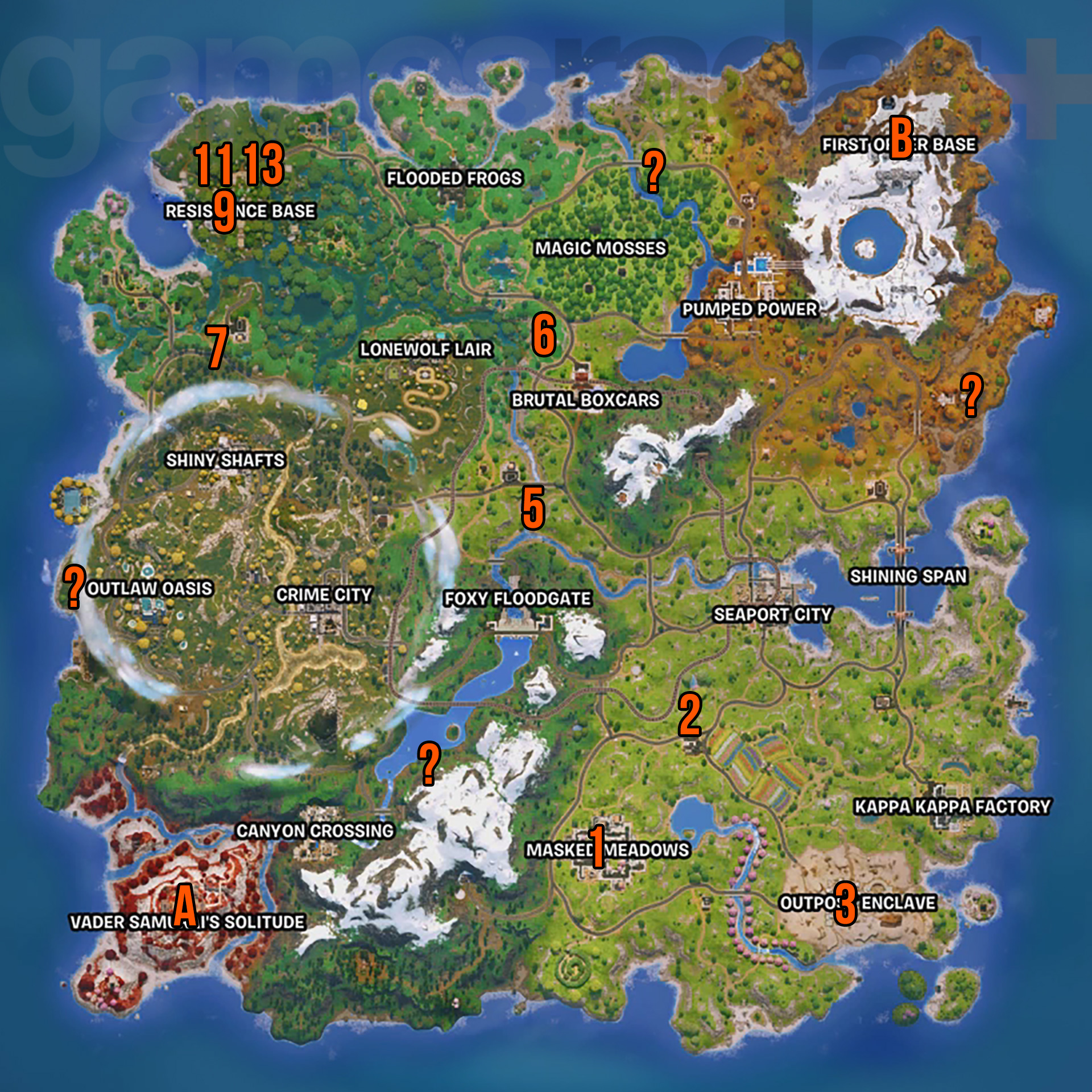 Carte des personnages Fortnite pour la saison 3 du chapitre 6