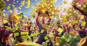 Fortnite characters celebrating money rain