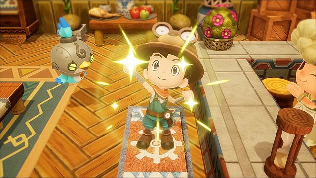 fantasy life i : 5 astuces inédites pour booster vite Personnage cartoon célébrant avec étoiles et robot.