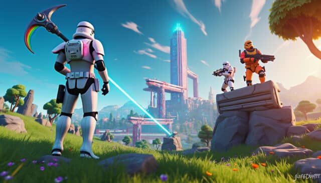 fortnite et star wars s'unissent : découvrez la vidéo incontournable des stormtroopers du jour ! plongez dans l'univers captivant où fortnite rencontre star wars ! ne manquez pas la vidéo du jour mettant en scène des stormtroopers dans des aventures palpitantes. préparez-vous à vivre une expérience inédite avec vos personnages préférés !