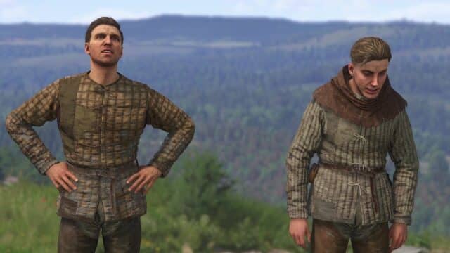 kingdom come 2 : pourquoi il pourrait rafler le game Deux hommes en vêtements médiévaux en extérieur.