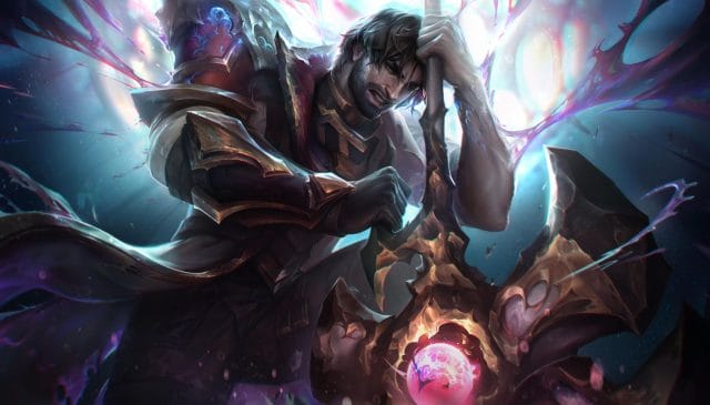 league of legends : les fans furieux après le nerf Guerrier en armure avec épée lumineuse.