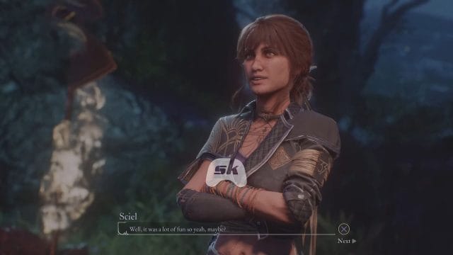 les 5 armes incontournables pour sciel dans clair obscur : Personnage de jeu discutant dans la forêt.
