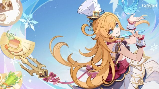 nouveau dans genshin impact 5.6 : découvrez les personnages et Personnage de jeu vidéo avec épée et couleurs vives.