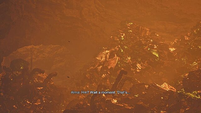 où trouver akuma et carcasses dans mh wilds : ne Caverne remplie de pierres précieuses incandescentes.