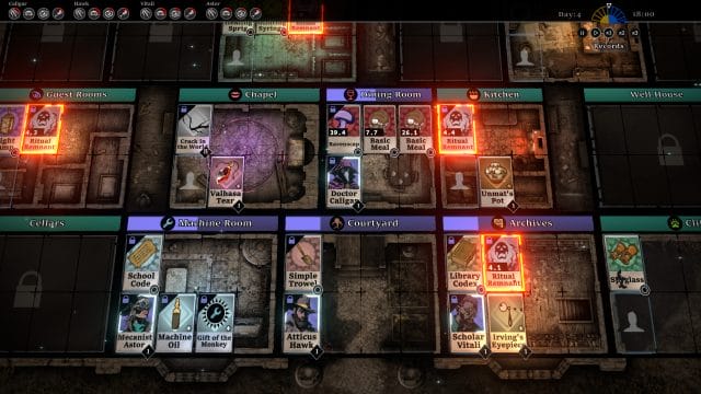 prêt pour l'horreur ? découvrez 5 rituels lovecraftiens incontournables ! Carte de jeu avec pièces et objets mystiques.