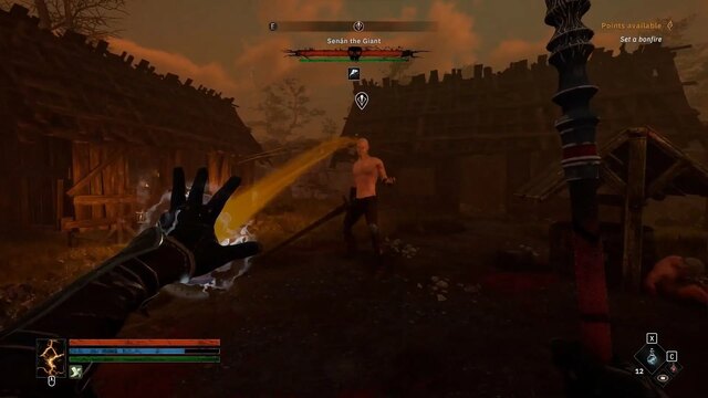 tainted grail : voici comment débloquer la vengeance de rumpolt Combat magique contre un géant dans un jeu.