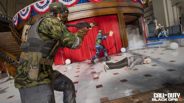 top 5 réglages graphiques pour black ops 6 : boostez Personnes en tenue tactique dans une salle.