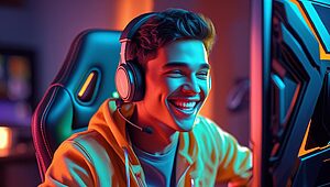 Joueur souriant avec casque gaming
