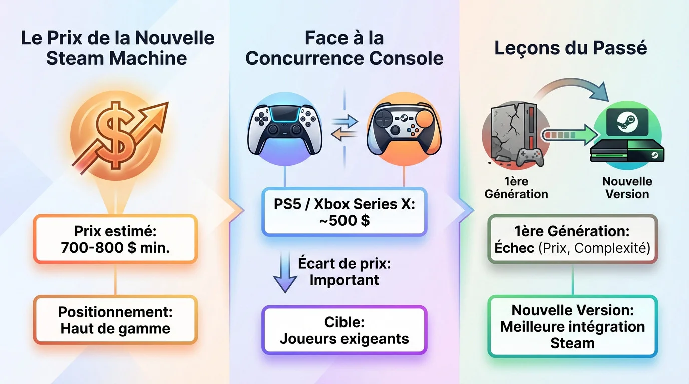 Analyse du prix estimé de la nouvelle Steam Machine face aux consoles concurrentes