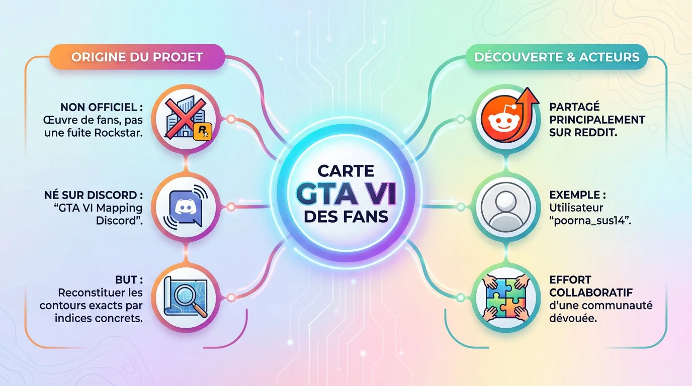 Reconstitution collaborative de la carte GTA VI par la communauté de fans