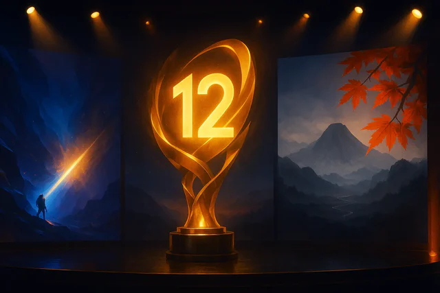 clair obscur 12 nominations record aux game awards Trophée doré avec le numéro douze sur scène.