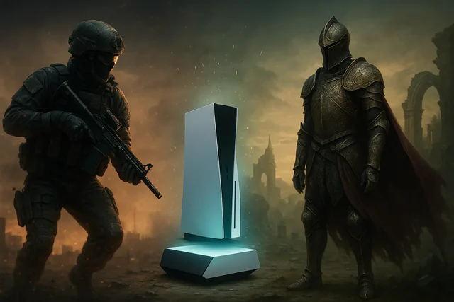 cod bf elden ring and next gen actus gaming Soldat, chevalier et console de jeu moderne.