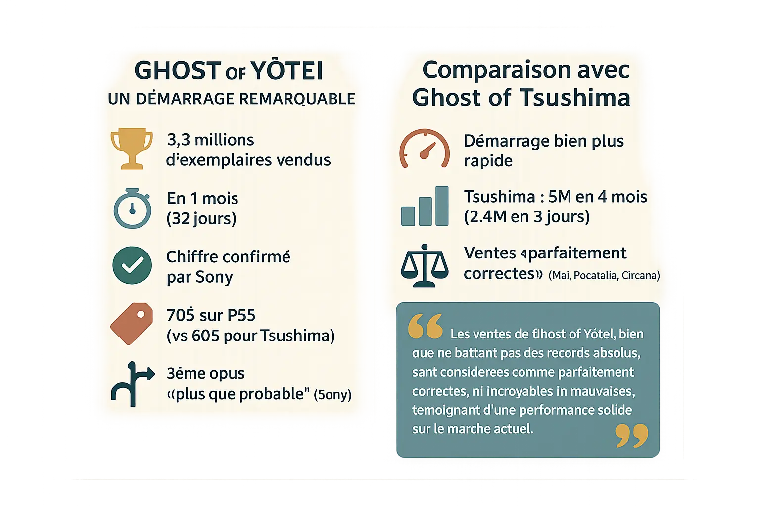 Comparaison des ventes de Ghost of Yōtei et Ghost of Tsushima