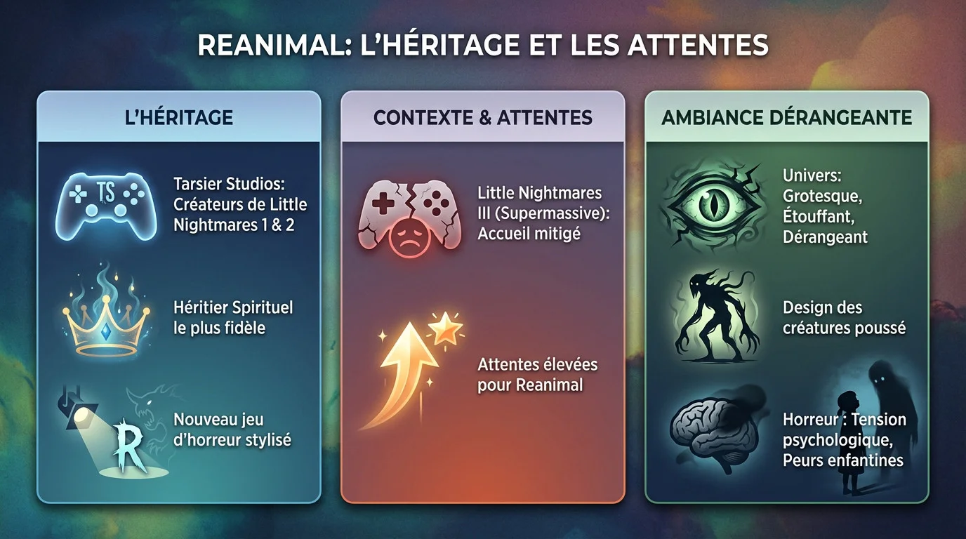 Aperçu de l'ambiance sombre et des créatures grotesques de Reanimal, le nouveau jeu de Tarsier Studios