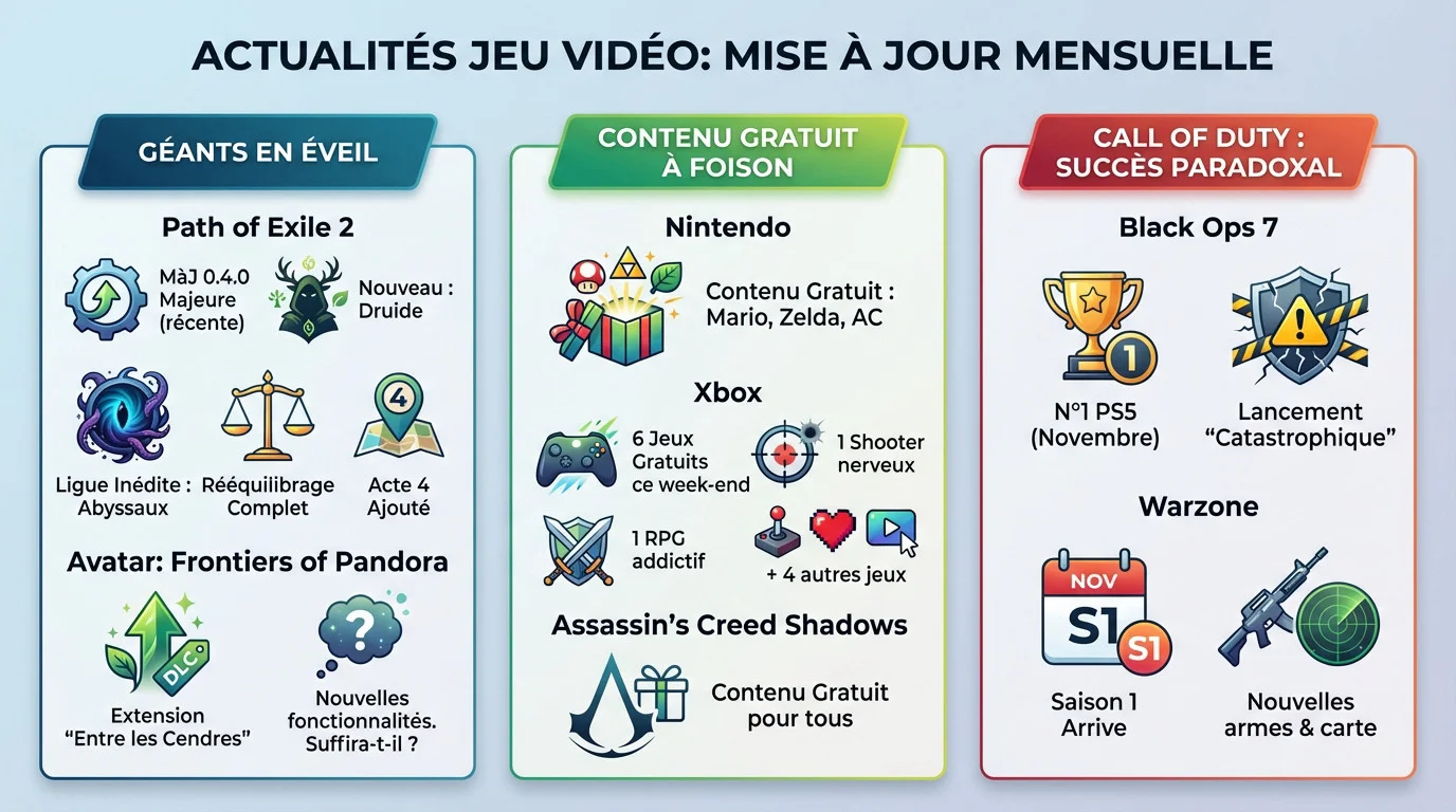 Résumé des actualités jeux vidéo : Path of Exile 2, Call of Duty et contenus gratuits