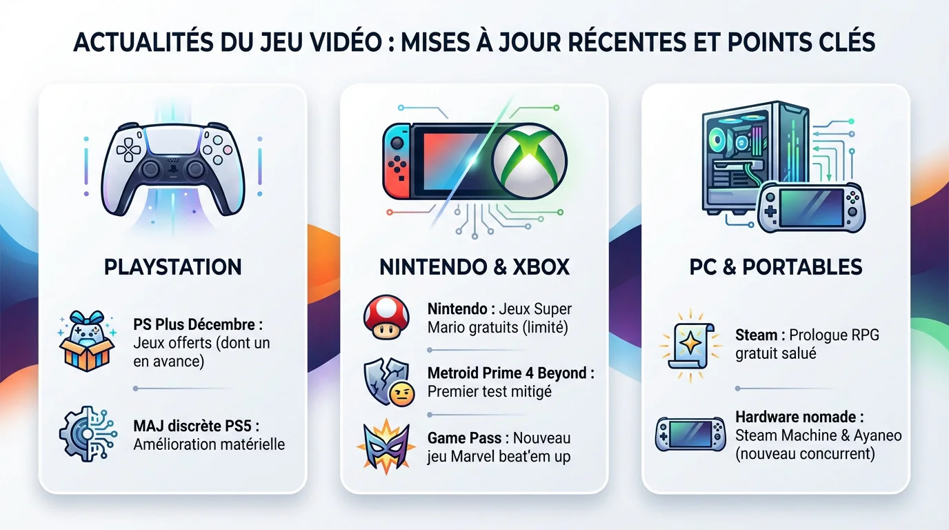 Aperçu des dernières actualités jeux vidéo et mises à jour consoles