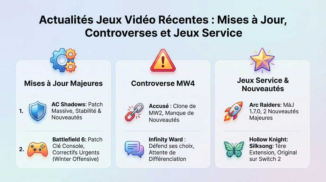 Mise à jour Assassin's Creed Shadows et controverse Modern Warfare 4