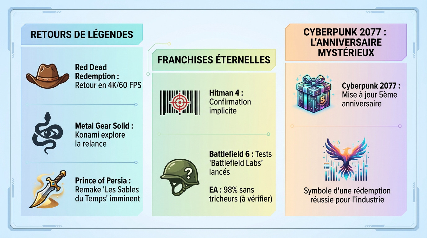Illustration actualités jeux vidéo retours franchises Cyberpunk 2077