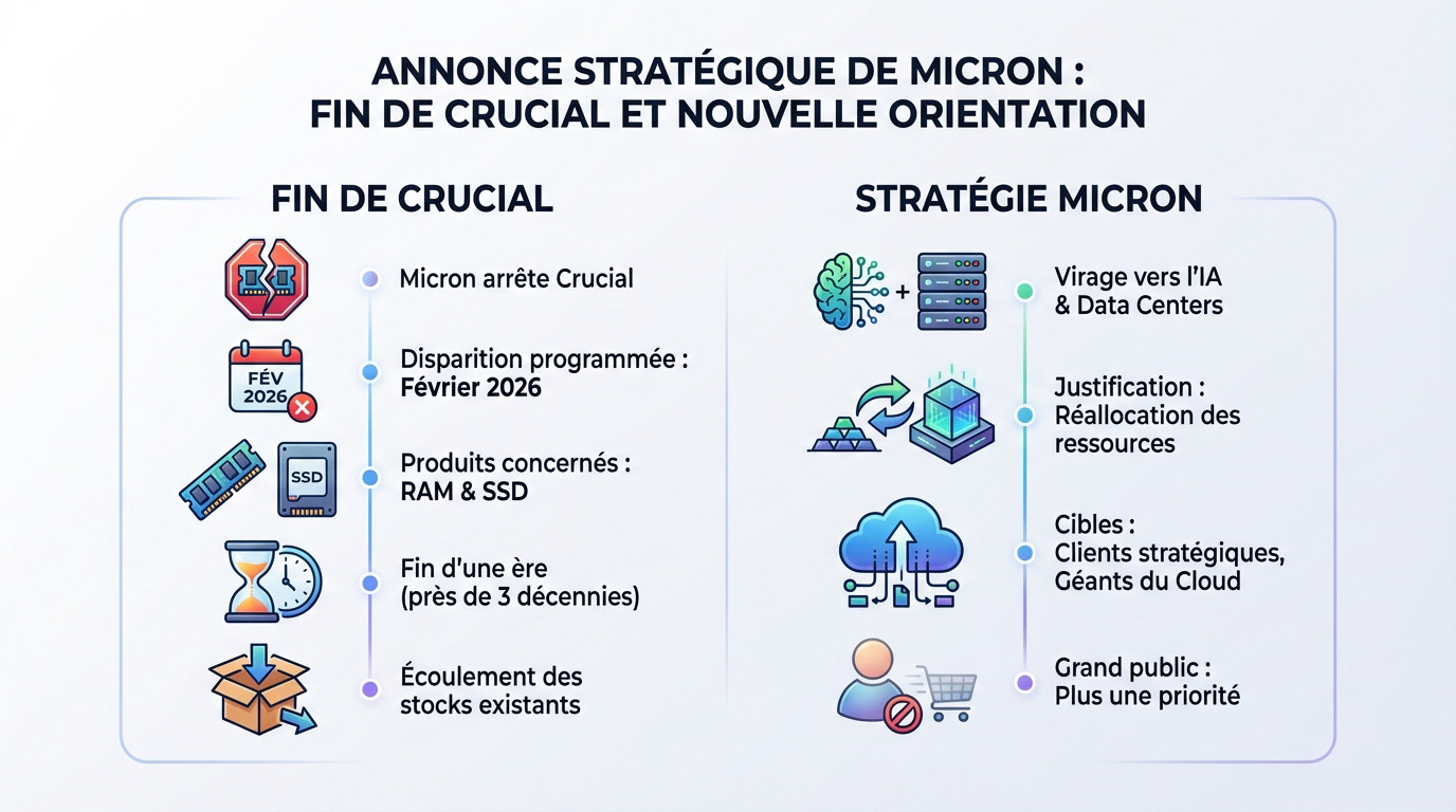 Annonce officielle de Micron concernant la fin de la marque Crucial et la nouvelle stratégie axée sur l'IA