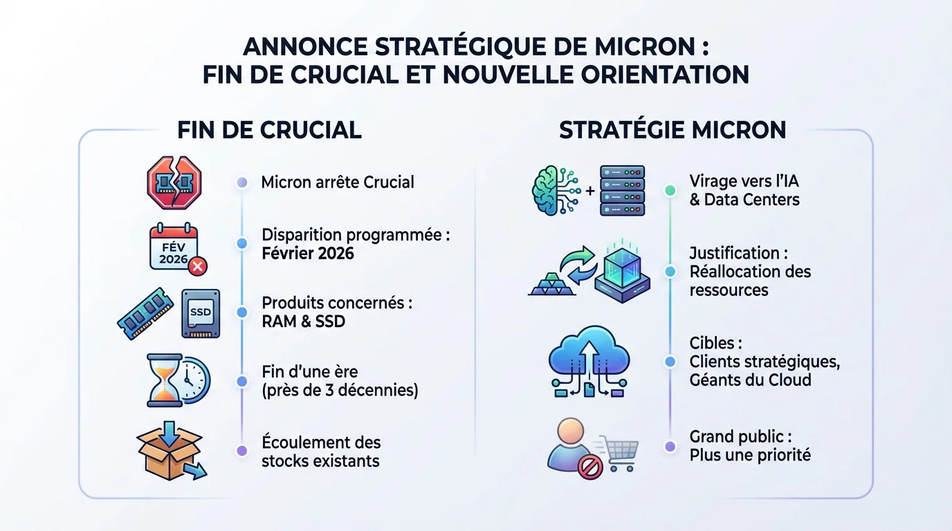 Annonce officielle de Micron concernant la fin de la marque Crucial et la nouvelle stratégie axée sur l'IA