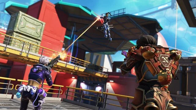 apex legends saison 27 split 2 : 7 nouveautés à Combat futuriste dans un environnement urbain coloré.