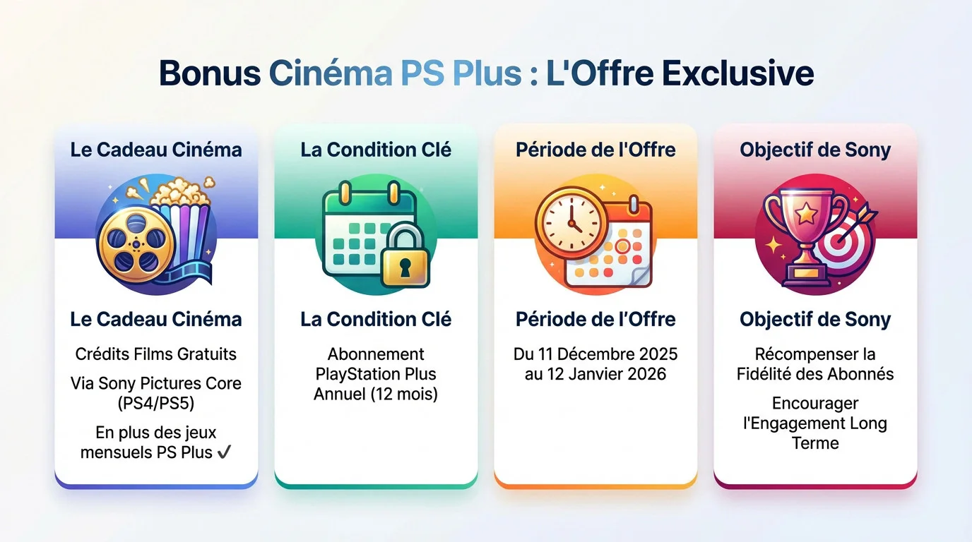 Interface Sony Pictures Core affichant le bonus cinéma pour les abonnés PS Plus