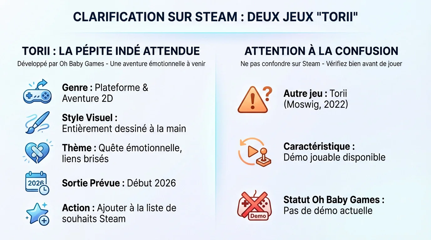 Comparaison visuelle entre le jeu Torii de Moswig et celui de Oh Baby Games sur Steam