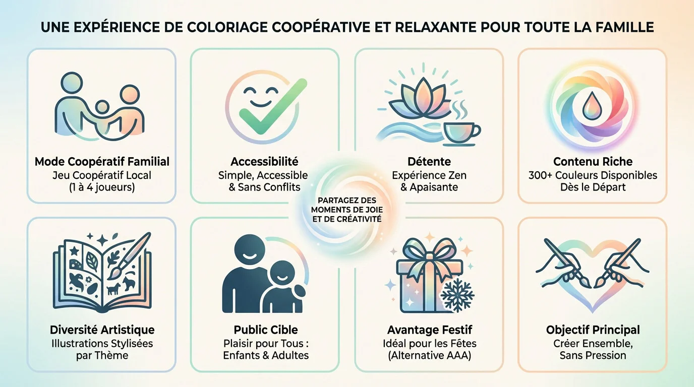 Famille réunie jouant au mode coopératif de Colouring Book sur PS5