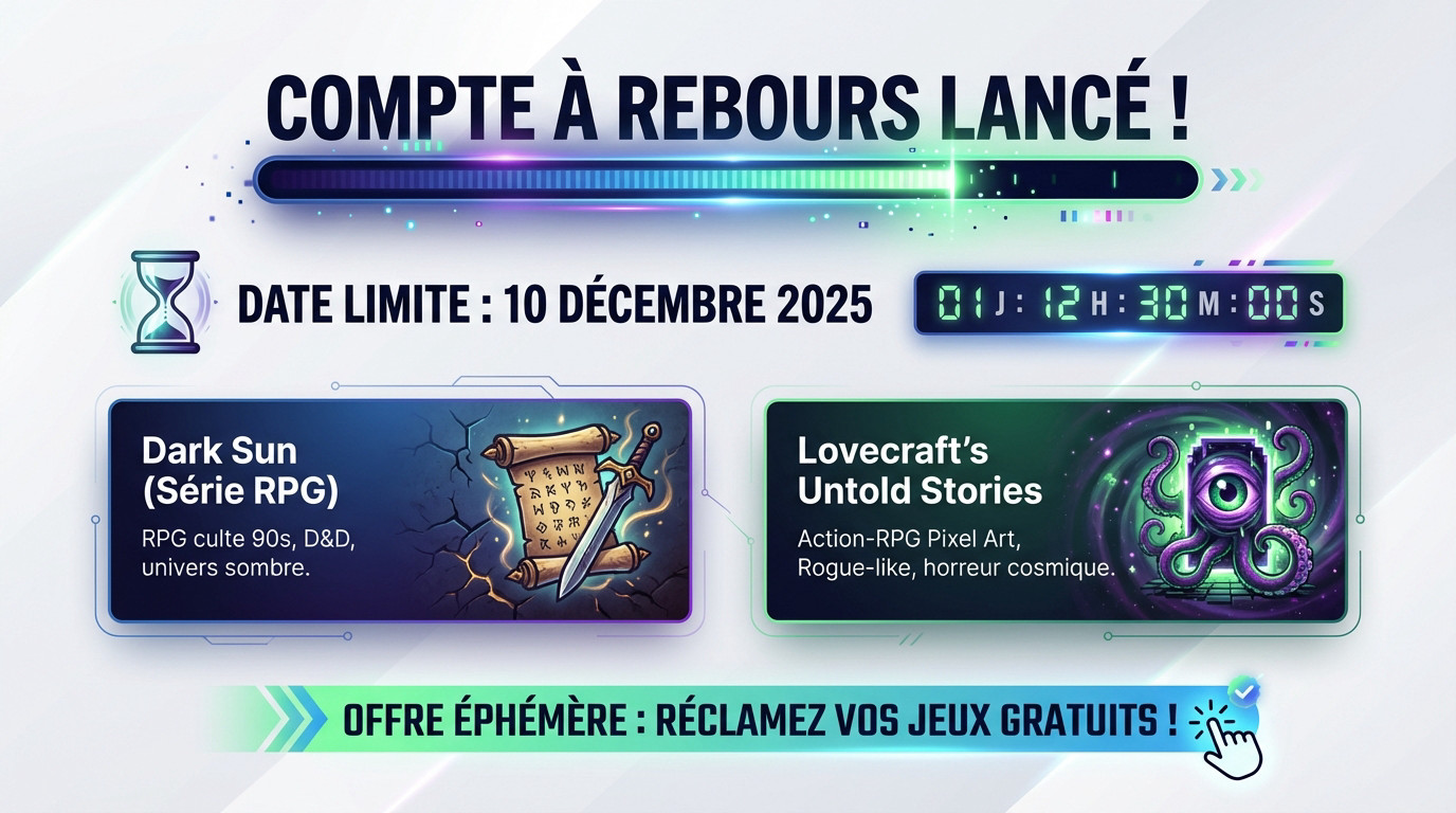 Compte à rebours pour réclamer les jeux gratuits Prime Gaming avant expiration