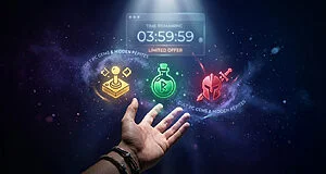 Main tendue vers symboles jeux vidéo lumineux
