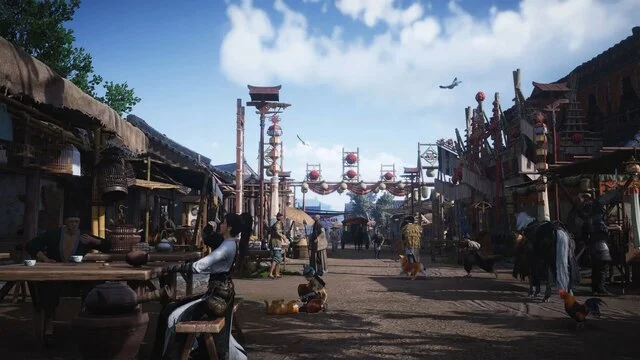 débutant sur where winds meet ? ne faites pas ces Marché médiéval animé avec artisans et visiteurs.