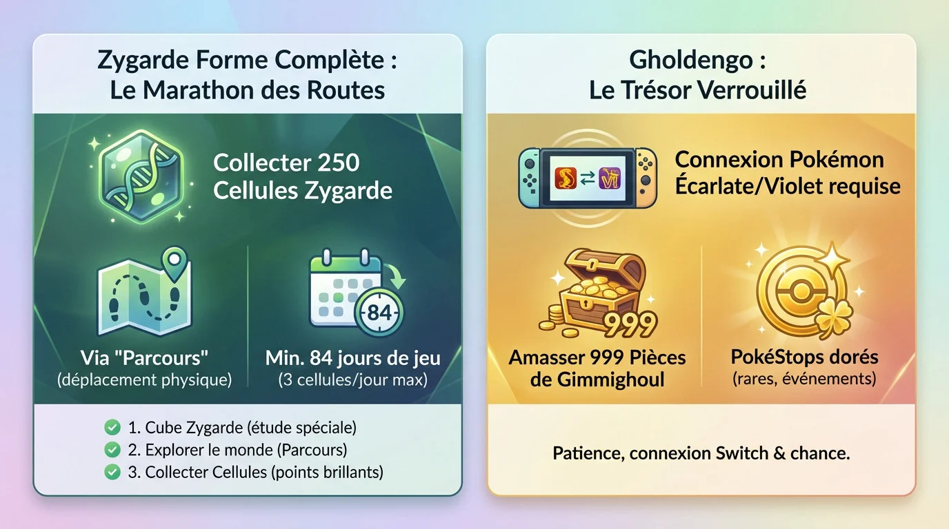 Défis Pokémon GO : Zygarde Forme Complète et Gholdengo, deux raretés de 2025