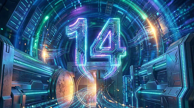 digital 14 free pc gaming portal Chiffre 14 numérique futuriste et lumineux.
