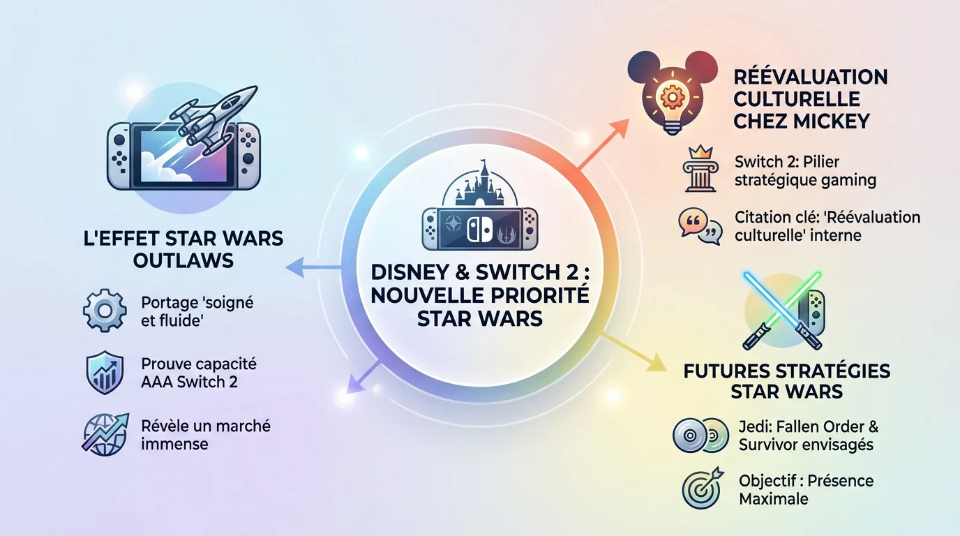 Illustration de la nouvelle stratégie de Disney priorisant Star Wars sur Switch 2
