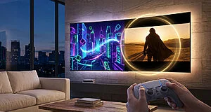 Personne jouant à un jeu vidéo sur grand écran.