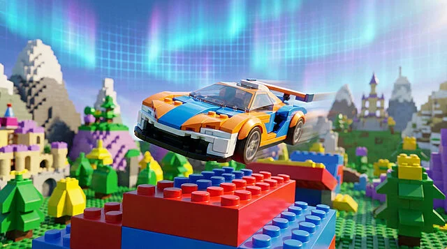 featured image from wisewand Jouet voiture Lego dans un paysage coloré.