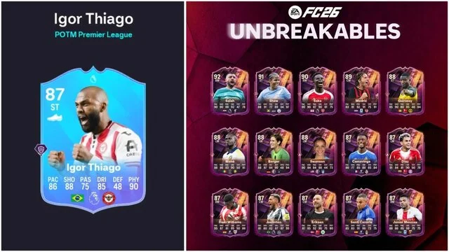ea fc 26 : dce igor thiago potm — exigences Cartes FIFA joueurs POTM et Unbreakables FC26.