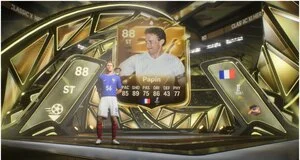 Carte joueur FIFA Papin, statistiques et drapeau français.
