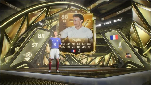 ea fc 26 ultimate team: héros classic xi gratuit, voici Carte joueur FIFA Papin, statistiques et drapeau français.