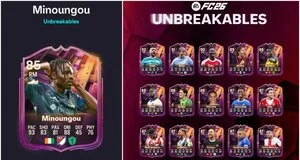 Cartes joueurs FC26 Unbreakables, statistiques et positions.
