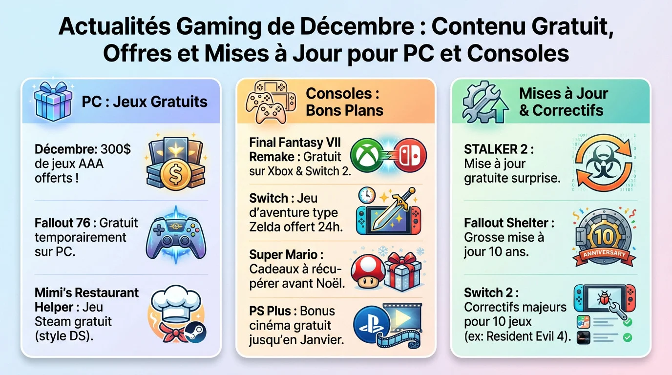 Aperçu des jeux gratuits et mises à jour de décembre incluant Fallout et STALKER 2