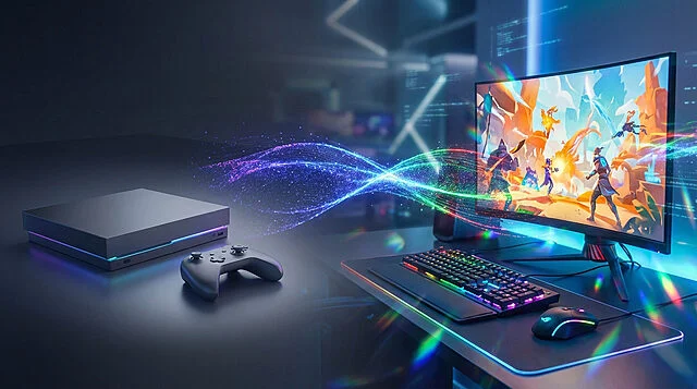 gamings unified future console and pc integration Équipement de jeu moderne avec écran coloré