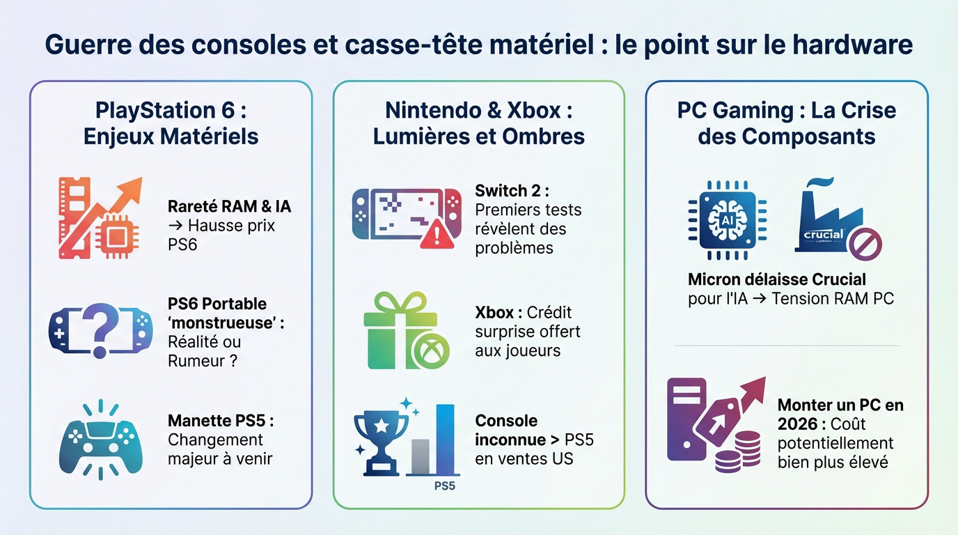 Illustration de la guerre des consoles et des composants hardware